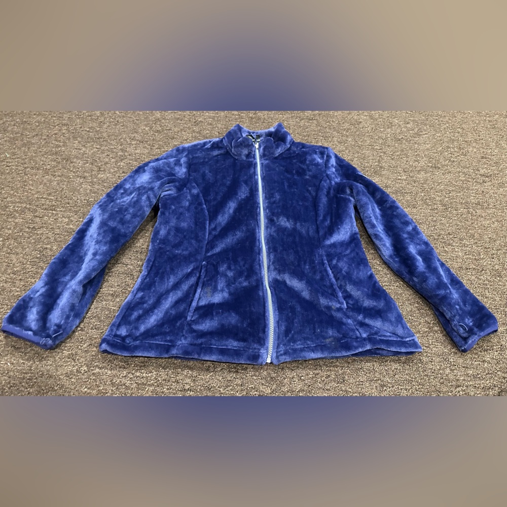 EUC ZeroXPosur Blue Fleece Soft Zip-Up Jacket Women's L
